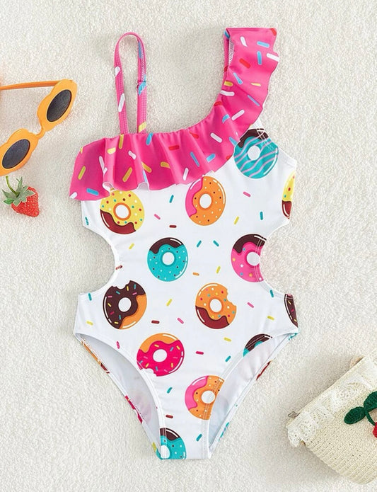 Traje de Baño Infantil un Hombro Donas